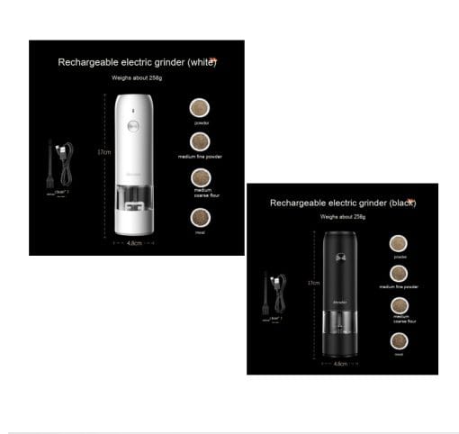 Rechargeable Electric Pepper And Salt Grinder Set One-Handed No Battery Needed Automatic Grinder With Adjustable Coarseness LED Light Refillable - Image 7
