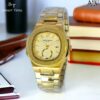 golden wrist watch for men luxury gold metal strap