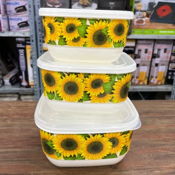 plastic food container set 3pcs kitchen storage