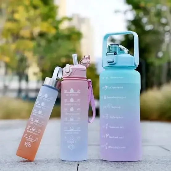 Water Bottle Set 3 pcs motivational gradient bottles