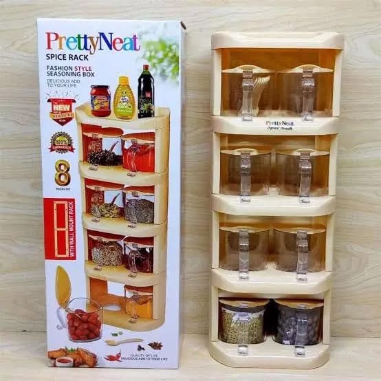PrettyNeat spice rack 8 jar kitchen organizer