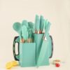 19 pcs silicone kitchen utensil set with knives